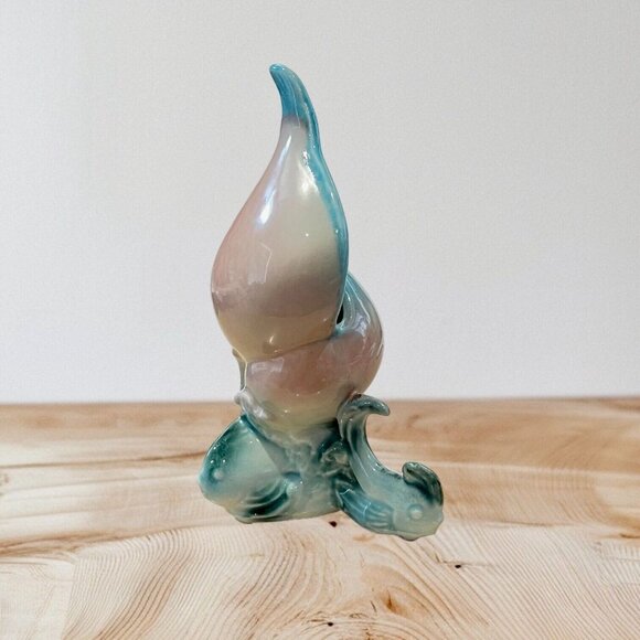 Mid Century Hull Pottery Ebb Tide Conch Bud Vase Peach Green 7" MCM Vintage "B" - Picture 5 of 13